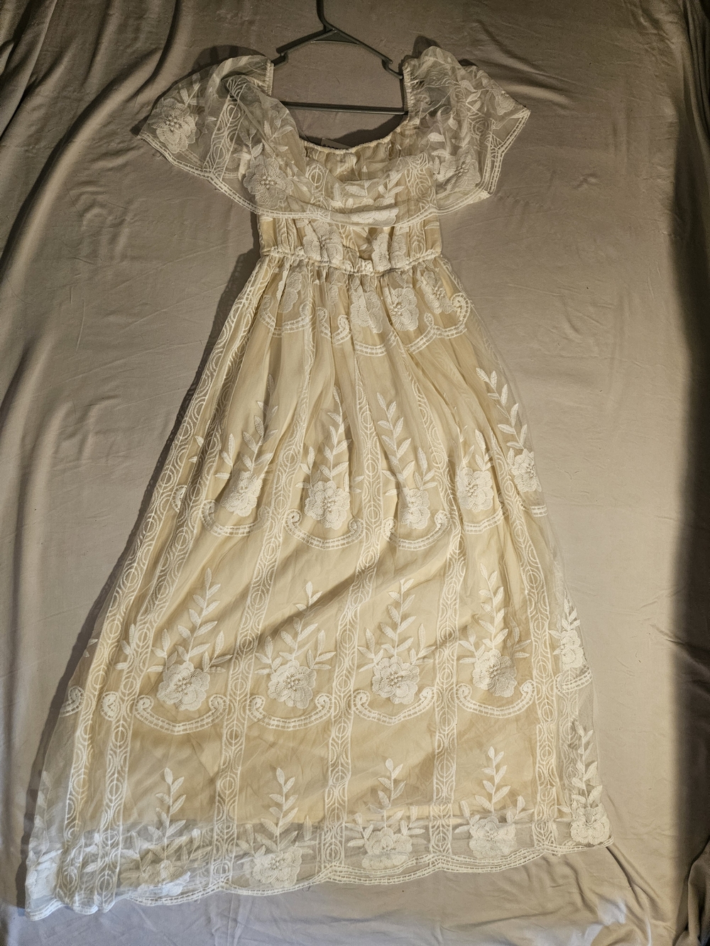 Baltic Born Cream Maxi Dress with White Lace